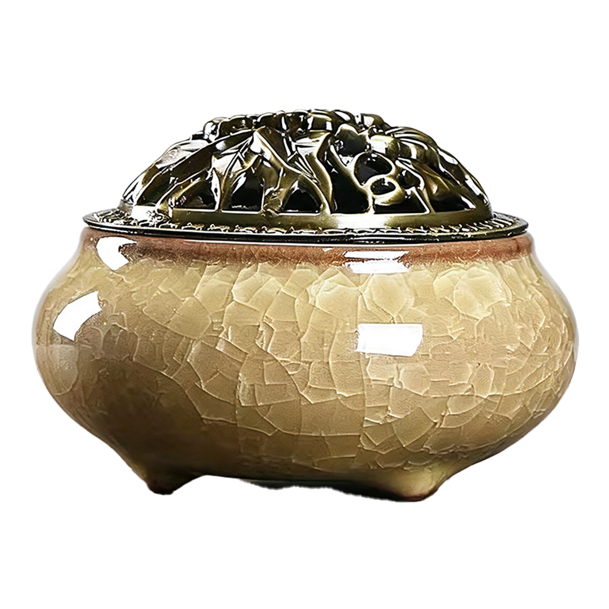 Crackle Glaze Floral Burner - 图片 1